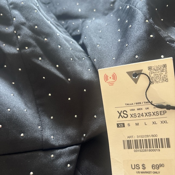 Zara Black Mini Dress with White Polka Dots - Picture 3 of 3